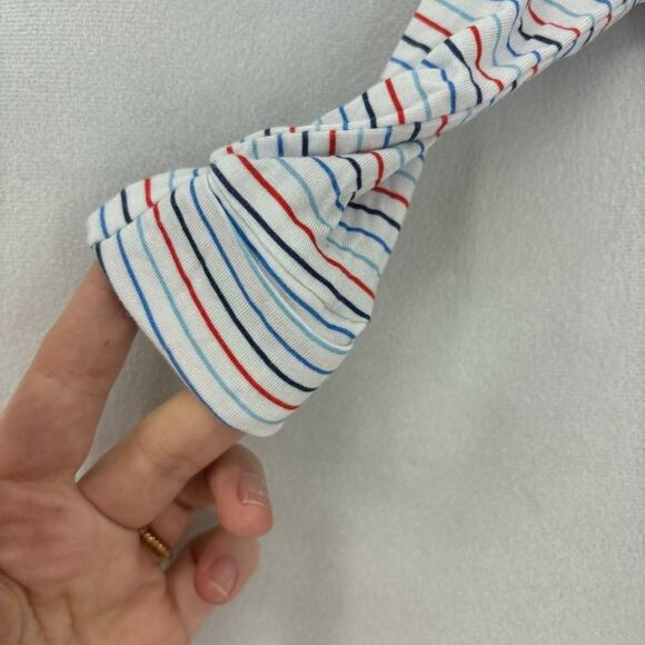 Macaron + Me Footsie Stripes baby boy girl 9-12 months blue red white pajama - Picture 5 of 7